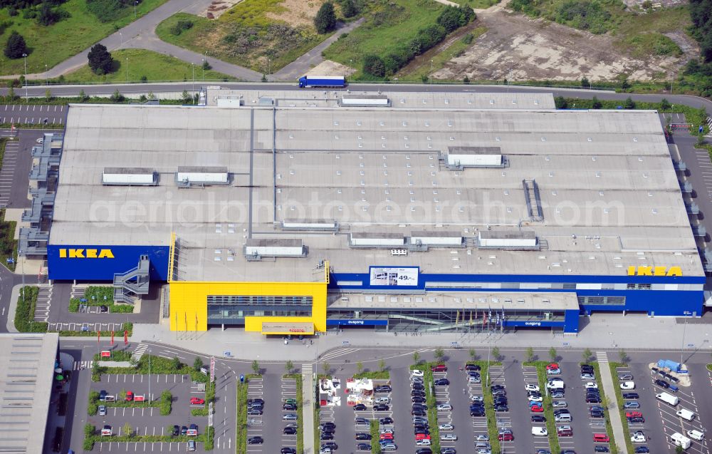 Köln from above - Building of the store - furniture market IKEA Einrichtungshaus Koeln-Am Butzweilerhof on street Butzweilerstrasse in the district Ossendorf in Cologne in the state North Rhine-Westphalia, Germany