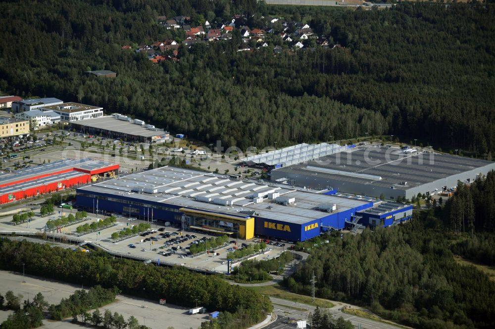 Aerial image Brunnthal - Building of the store - furniture market IKEA Einrichtungshaus Muenchen Brunnthal in Brunnthal in the state Bavaria