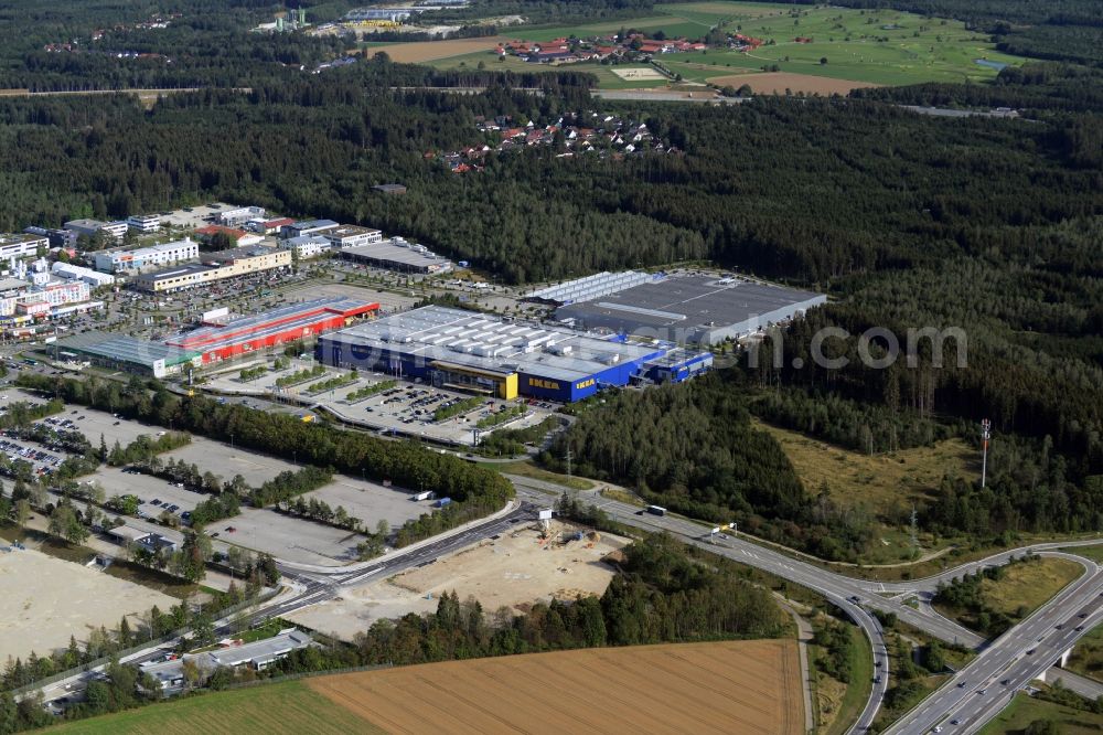 Brunnthal from above - Building of the store - furniture market IKEA Einrichtungshaus Muenchen Brunnthal in Brunnthal in the state Bavaria