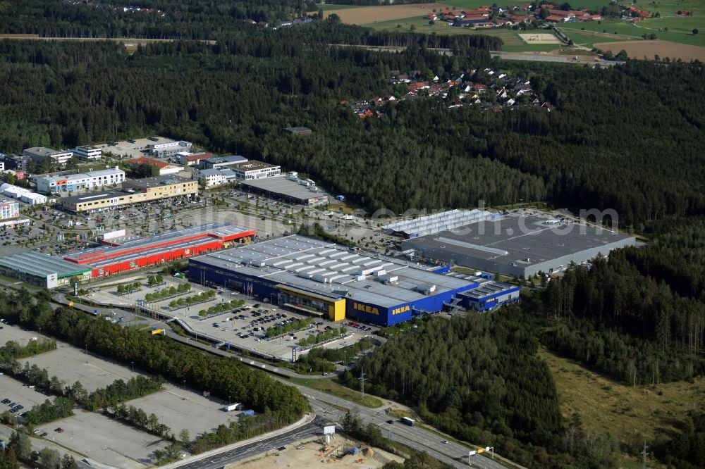 Brunnthal from the bird's eye view: Building of the store - furniture market IKEA Einrichtungshaus Muenchen Brunnthal in Brunnthal in the state Bavaria