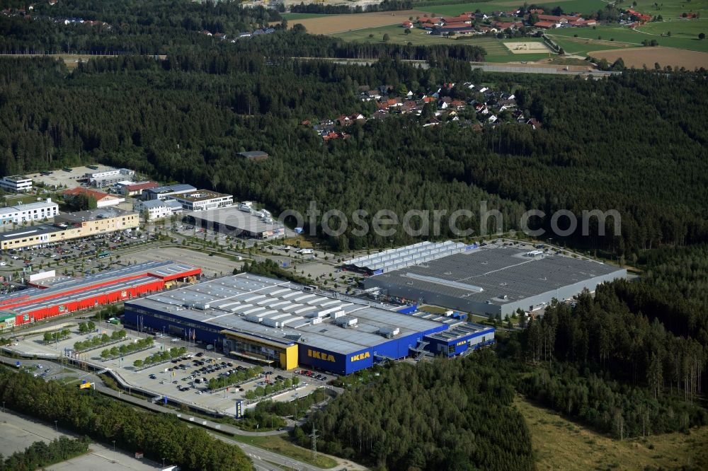 Aerial image Brunnthal - Building of the store - furniture market IKEA Einrichtungshaus Muenchen Brunnthal in Brunnthal in the state Bavaria