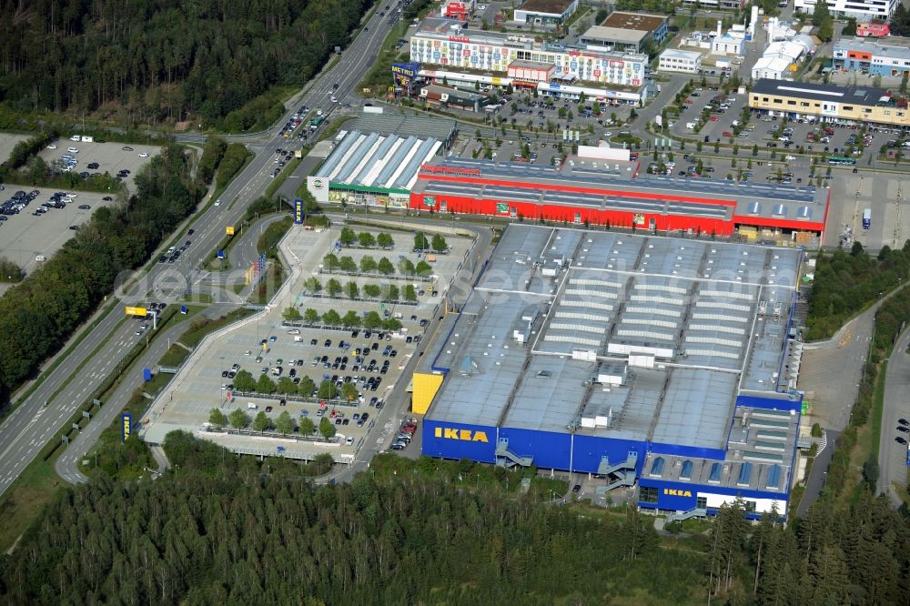 Brunnthal from above - Building of the store - furniture market IKEA Einrichtungshaus Muenchen Brunnthal in Brunnthal in the state Bavaria