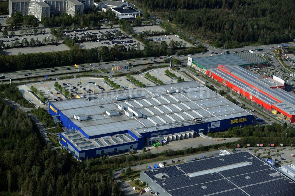 Aerial image Brunnthal - Building of the store - furniture market IKEA Einrichtungshaus Muenchen Brunnthal in Brunnthal in the state Bavaria