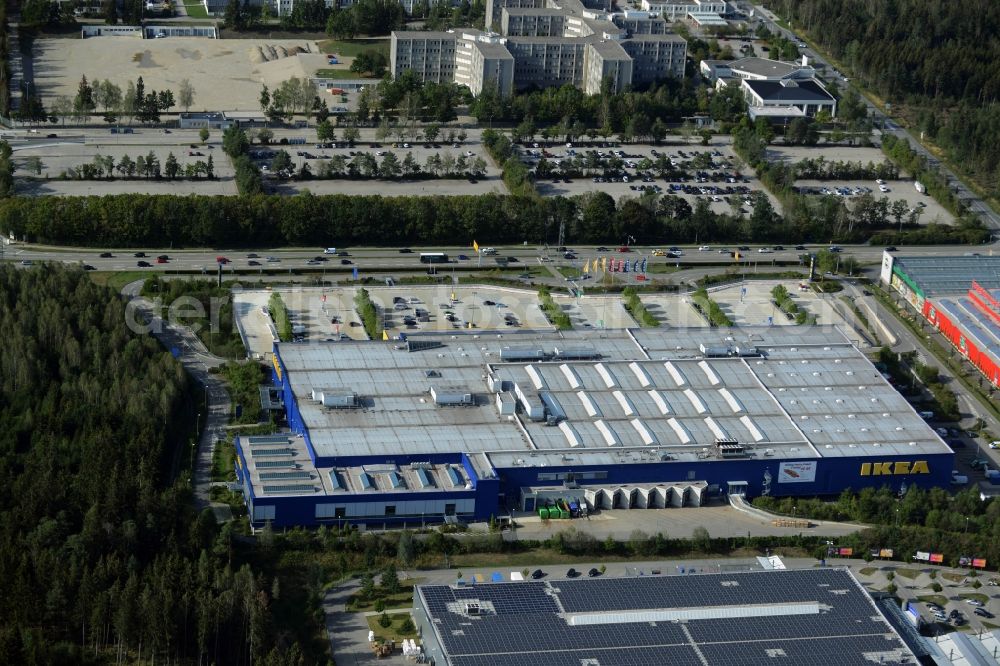 Aerial photograph Brunnthal - Building of the store - furniture market IKEA Einrichtungshaus Muenchen Brunnthal in Brunnthal in the state Bavaria