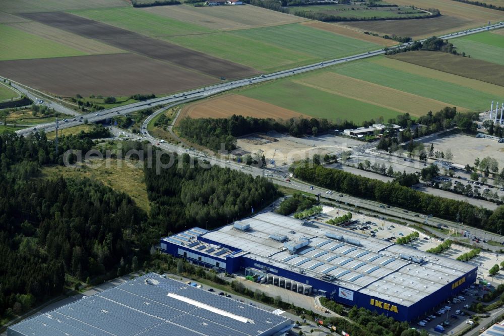 Brunnthal from above - Building of the store - furniture market IKEA Einrichtungshaus Muenchen Brunnthal in Brunnthal in the state Bavaria