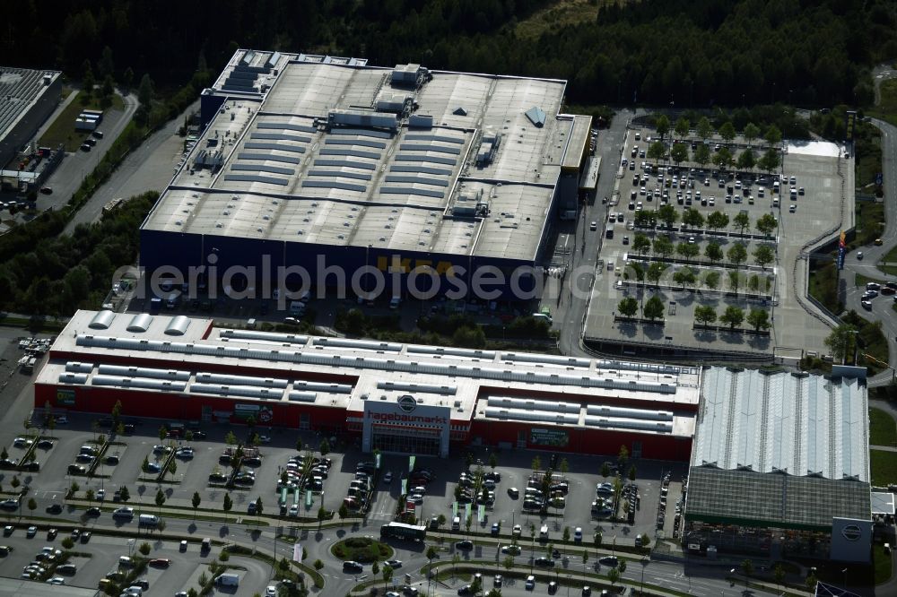 Aerial image Brunnthal - Building of the store - furniture market IKEA Einrichtungshaus Muenchen Brunnthal in Brunnthal in the state Bavaria