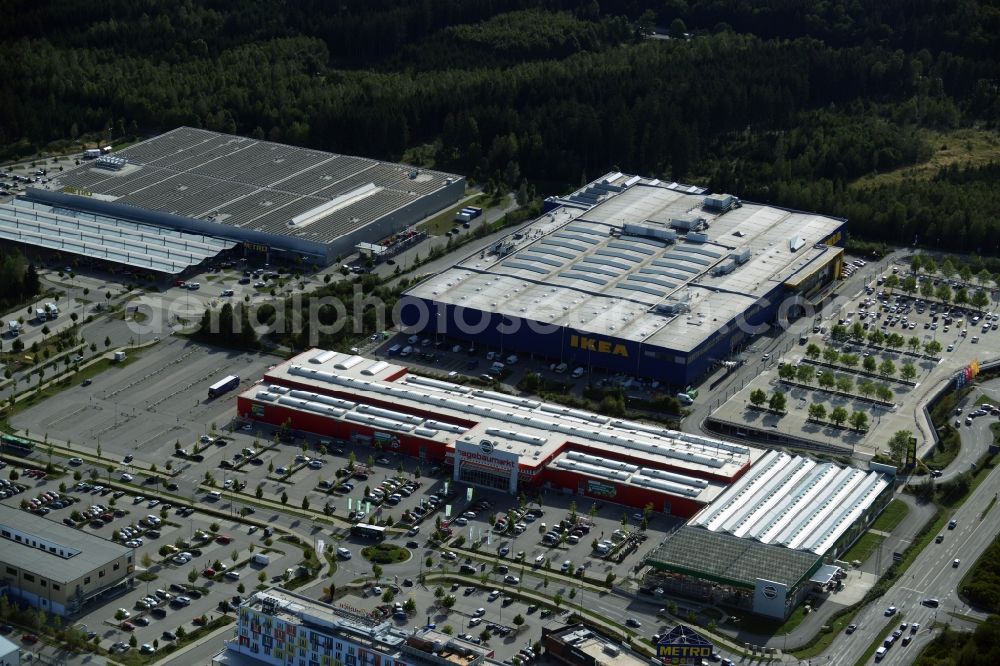 Brunnthal from above - Building of the store - furniture market IKEA Einrichtungshaus Muenchen Brunnthal in Brunnthal in the state Bavaria