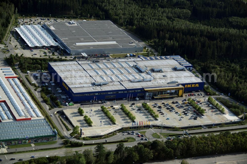 Aerial photograph Brunnthal - Building of the store - furniture market IKEA Einrichtungshaus Muenchen Brunnthal in Brunnthal in the state Bavaria