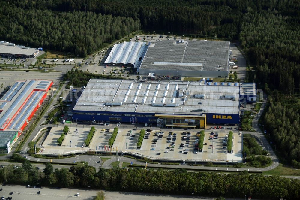 Brunnthal from above - Building of the store - furniture market IKEA Einrichtungshaus Muenchen Brunnthal in Brunnthal in the state Bavaria