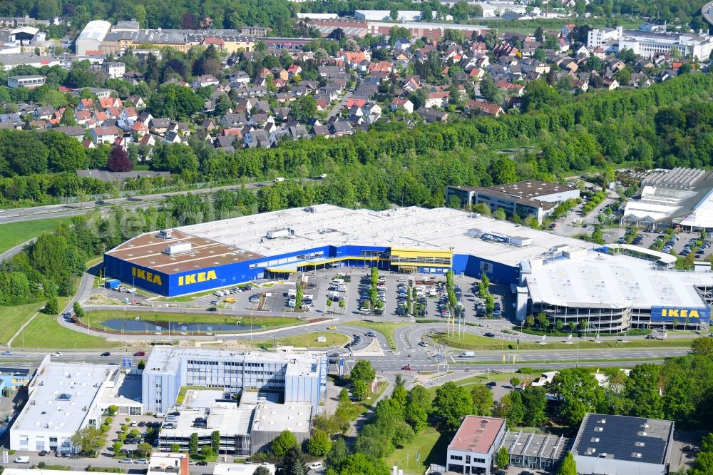 Bielefeld from the bird's eye view: Building of the store - furniture market IKEA furniture ond interior Bielefeld on Suedring in the district Brackwede in Bielefeld in the state North Rhine-Westphalia, Germany