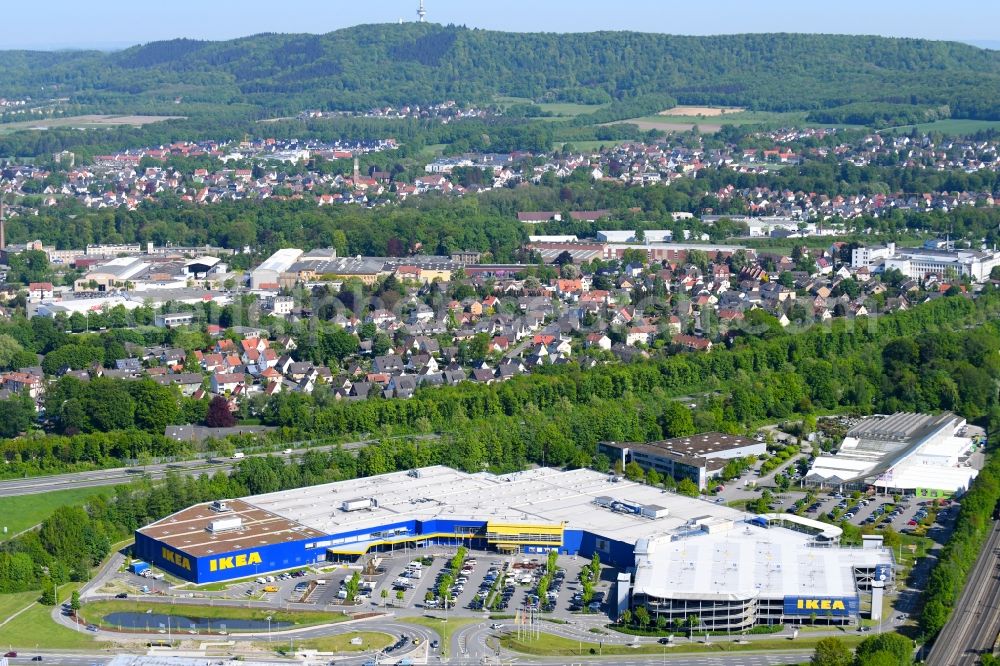 Aerial photograph Bielefeld - Building of the store - furniture market IKEA furniture ond interior Bielefeld on Suedring in the district Brackwede in Bielefeld in the state North Rhine-Westphalia, Germany