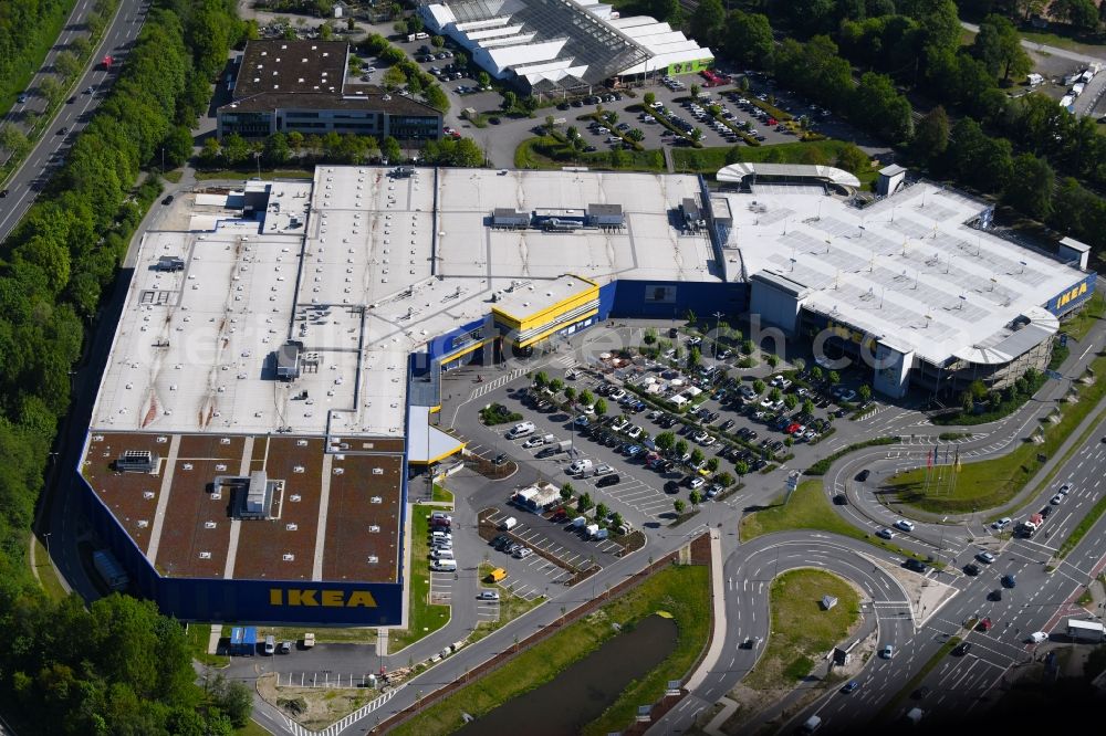 Bielefeld from above - Building of the store - furniture market IKEA furniture ond interior Bielefeld on Suedring in the district Brackwede in Bielefeld in the state North Rhine-Westphalia, Germany