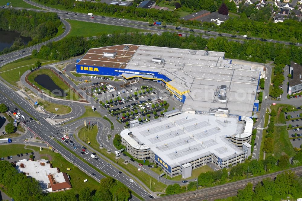 Aerial image Bielefeld - Building of the store - furniture market IKEA furniture ond interior Bielefeld on Suedring in the district Brackwede in Bielefeld in the state North Rhine-Westphalia, Germany