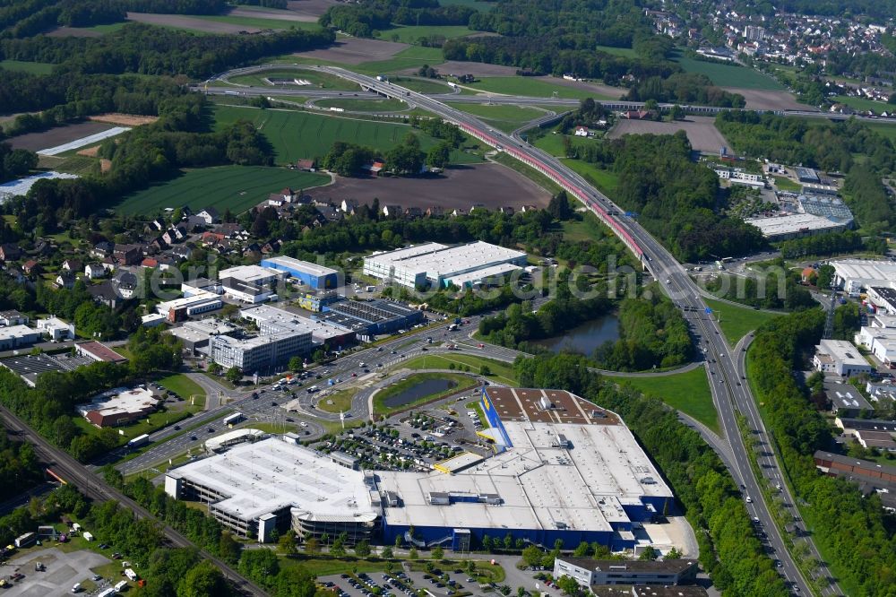 Bielefeld from the bird's eye view: Building of the store - furniture market IKEA furniture ond interior Bielefeld on Suedring in the district Brackwede in Bielefeld in the state North Rhine-Westphalia, Germany