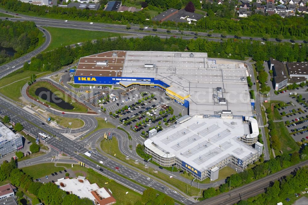 Bielefeld from above - Building of the store - furniture market IKEA furniture ond interior Bielefeld on Suedring in the district Brackwede in Bielefeld in the state North Rhine-Westphalia, Germany