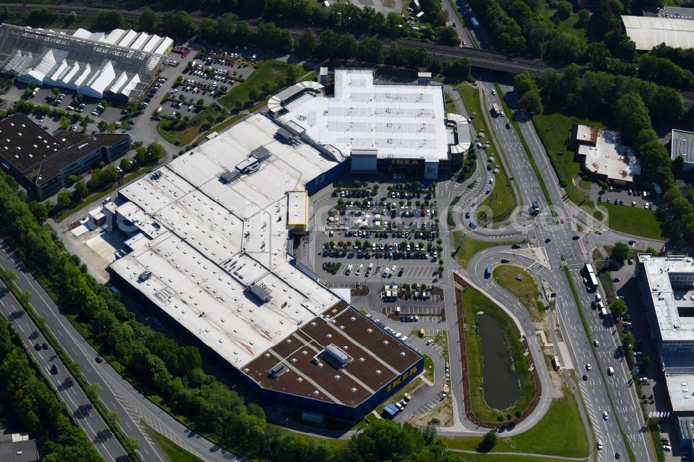 Bielefeld from above - Building of the store - furniture market IKEA furniture ond interior Bielefeld on Suedring in the district Brackwede in Bielefeld in the state North Rhine-Westphalia, Germany