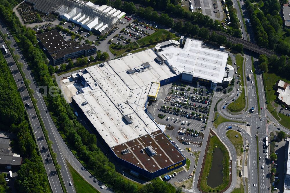 Bielefeld from the bird's eye view: Building of the store - furniture market IKEA furniture ond interior Bielefeld on Suedring in the district Brackwede in Bielefeld in the state North Rhine-Westphalia, Germany