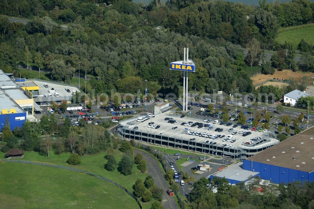 Aerial photograph Hanau - Building of the store - furniture market IKEA Einrichtungshaus on Oderstrasse in Hanau in the state Hesse