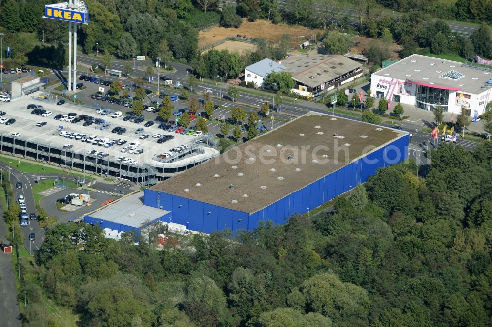 Hanau from above - Building of the store - furniture market IKEA Einrichtungshaus on Oderstrasse in Hanau in the state Hesse