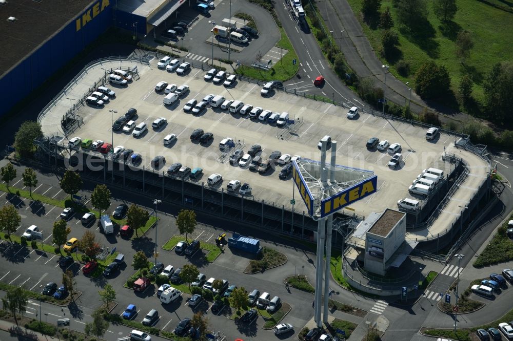 Aerial photograph Hanau - Building of the store - furniture market IKEA Einrichtungshaus on Oderstrasse in Hanau in the state Hesse