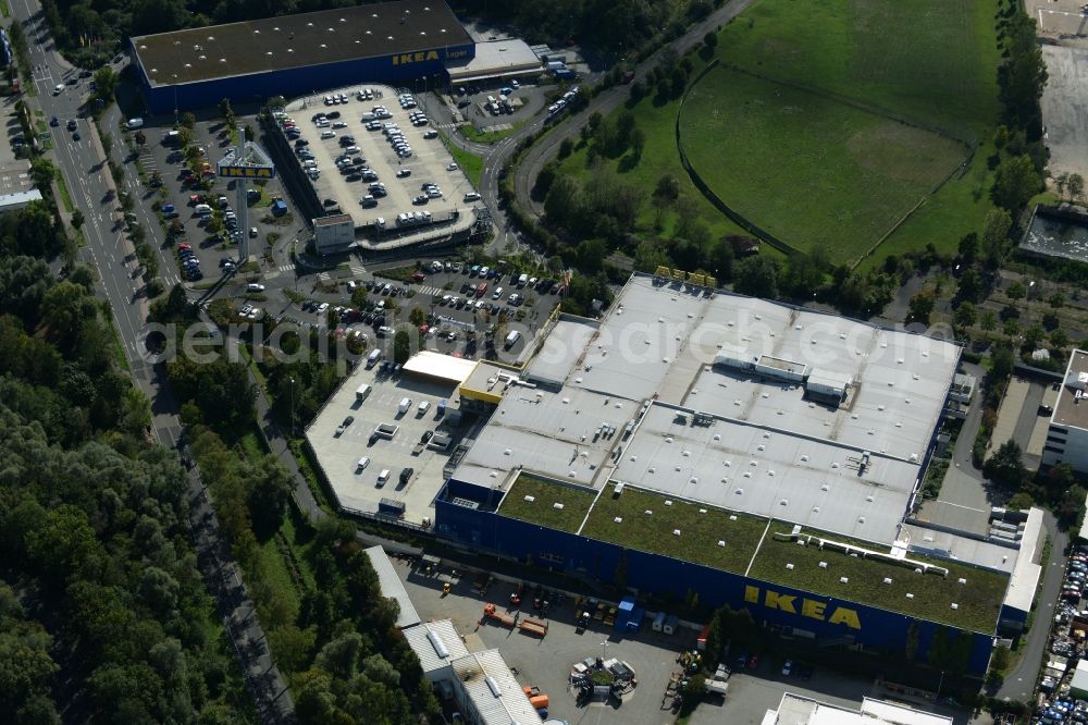 Hanau from the bird's eye view: Building of the store - furniture market IKEA Einrichtungshaus on Oderstrasse in Hanau in the state Hesse