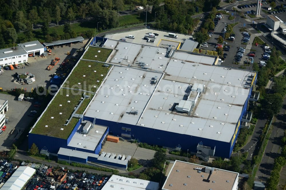 Aerial photograph Hanau - Building of the store - furniture market IKEA Einrichtungshaus on Oderstrasse in Hanau in the state Hesse