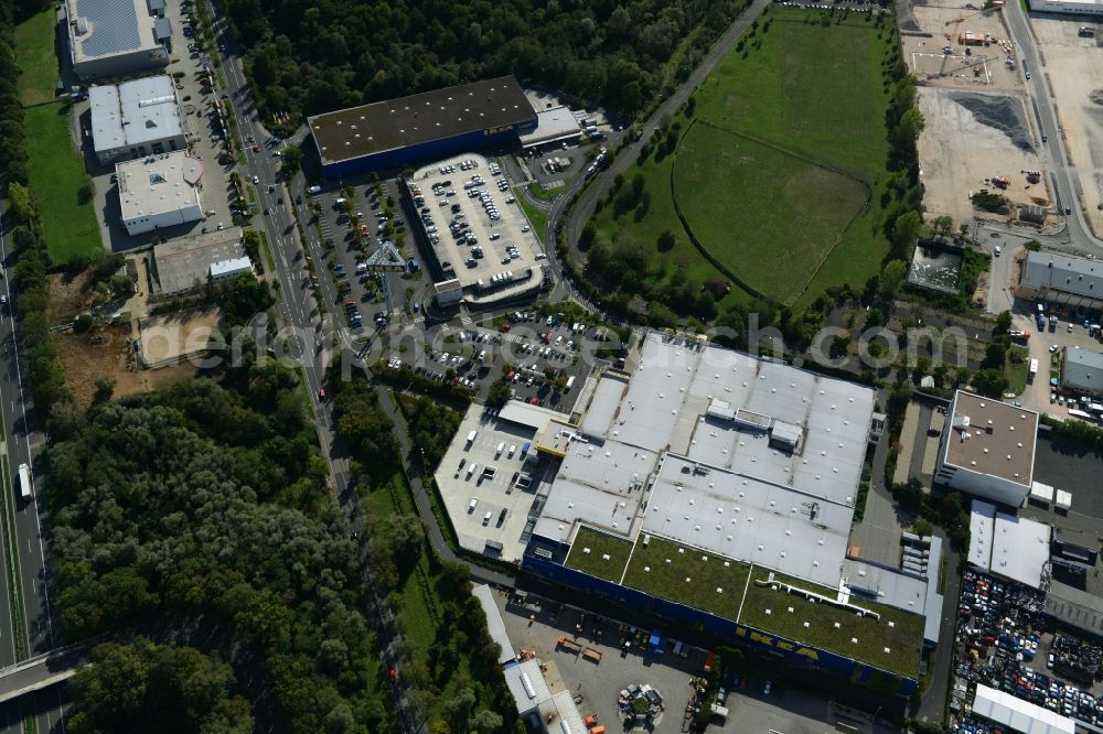 Aerial image Hanau - Building of the store - furniture market IKEA Einrichtungshaus on Oderstrasse in Hanau in the state Hesse