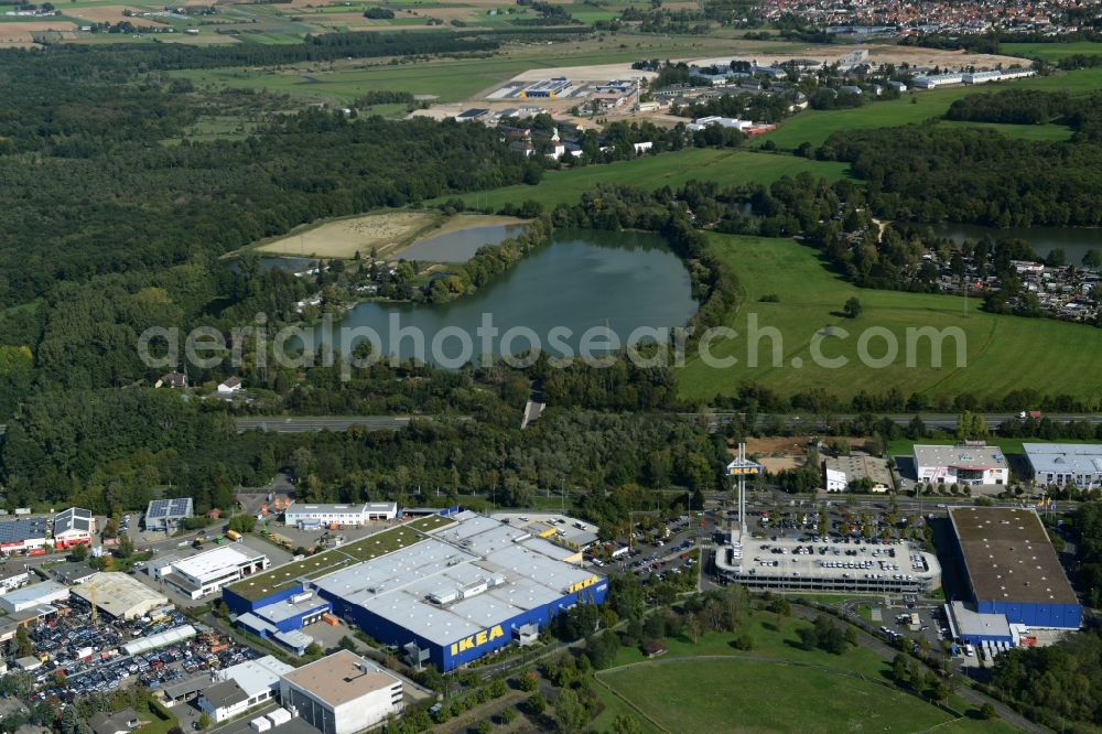 Hanau from the bird's eye view: Building of the store - furniture market IKEA Einrichtungshaus on Oderstrasse in Hanau in the state Hesse