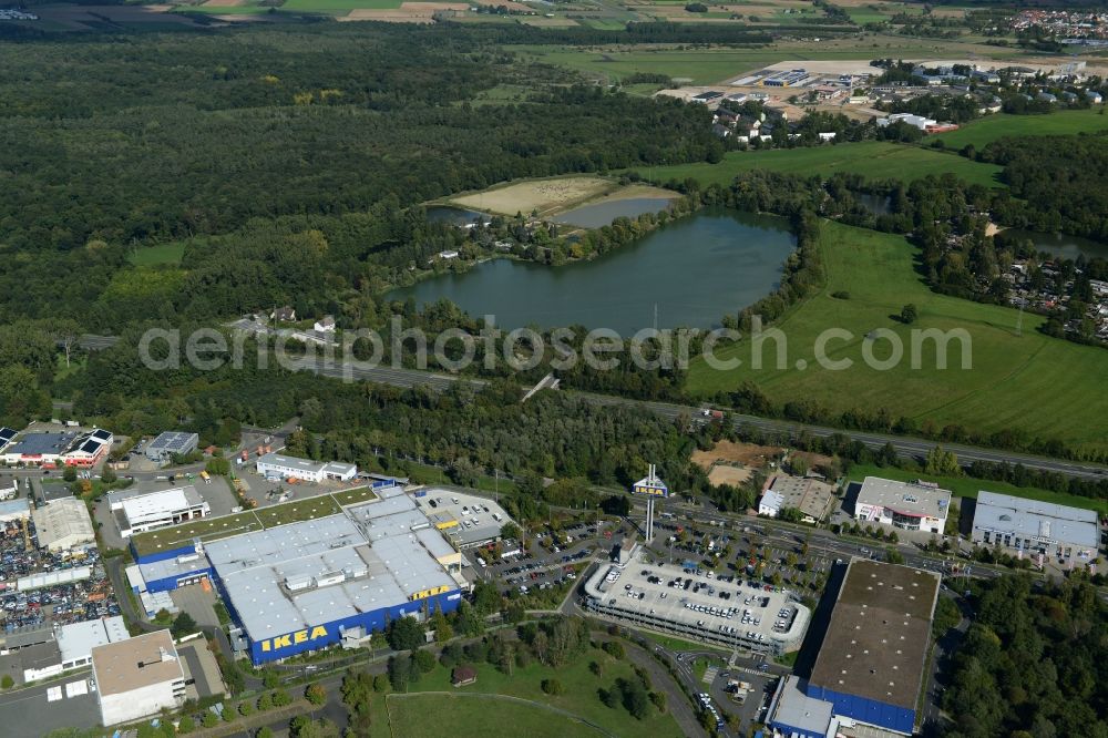 Aerial image Hanau - Building of the store - furniture market IKEA Einrichtungshaus on Oderstrasse in Hanau in the state Hesse