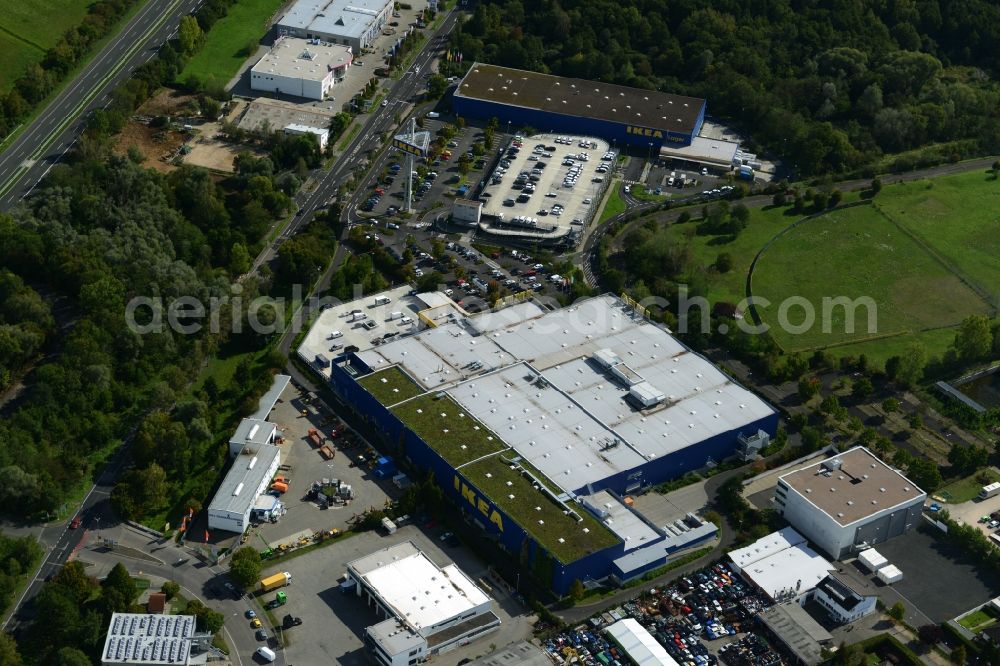 Aerial image Hanau - Building of the store - furniture market IKEA Einrichtungshaus on Oderstrasse in Hanau in the state Hesse