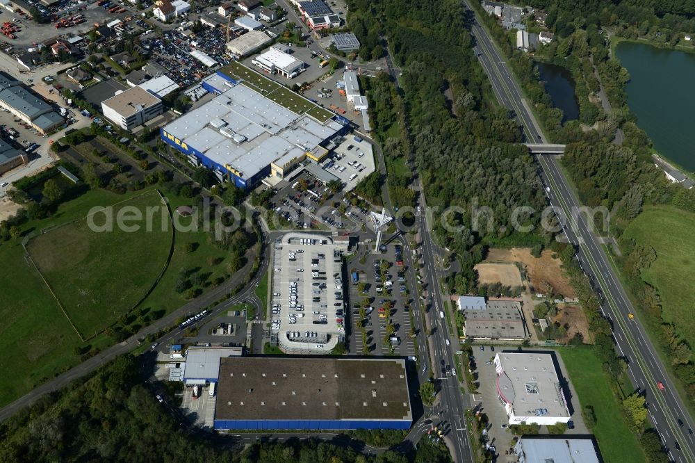 Hanau from the bird's eye view: Building of the store - furniture market IKEA Einrichtungshaus on Oderstrasse in Hanau in the state Hesse