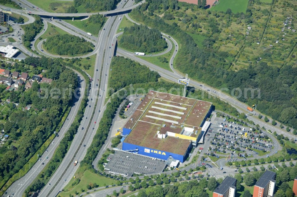 Aerial image Kiel - Building of the store - furniture IKEA market in Kiel in the state Schleswig-Holstein