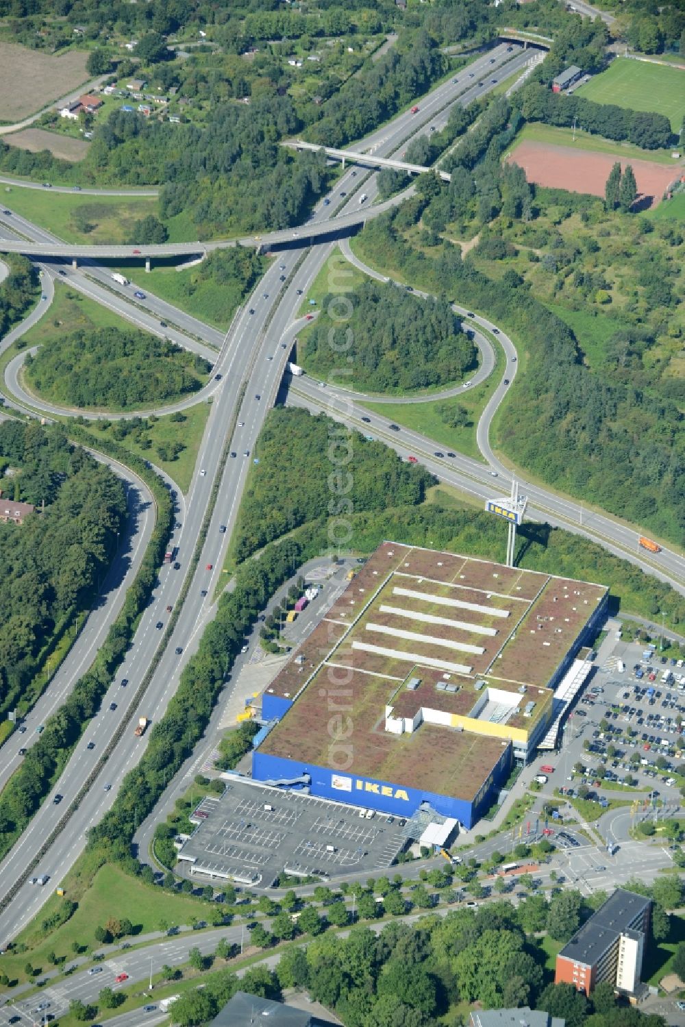 Aerial photograph Kiel - Building of the store - furniture IKEA market in Kiel in the state Schleswig-Holstein