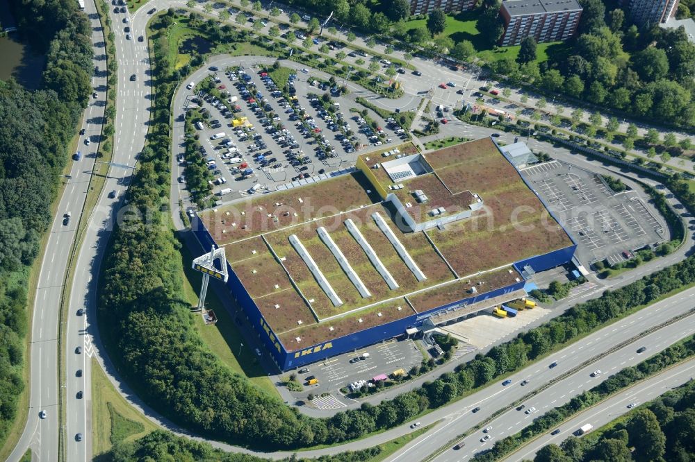 Kiel from the bird's eye view: Building of the store - furniture IKEA market in Kiel in the state Schleswig-Holstein