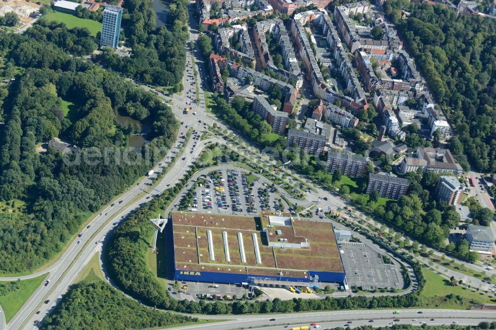 Aerial image Kiel - Building of the store - furniture IKEA market in Kiel in the state Schleswig-Holstein