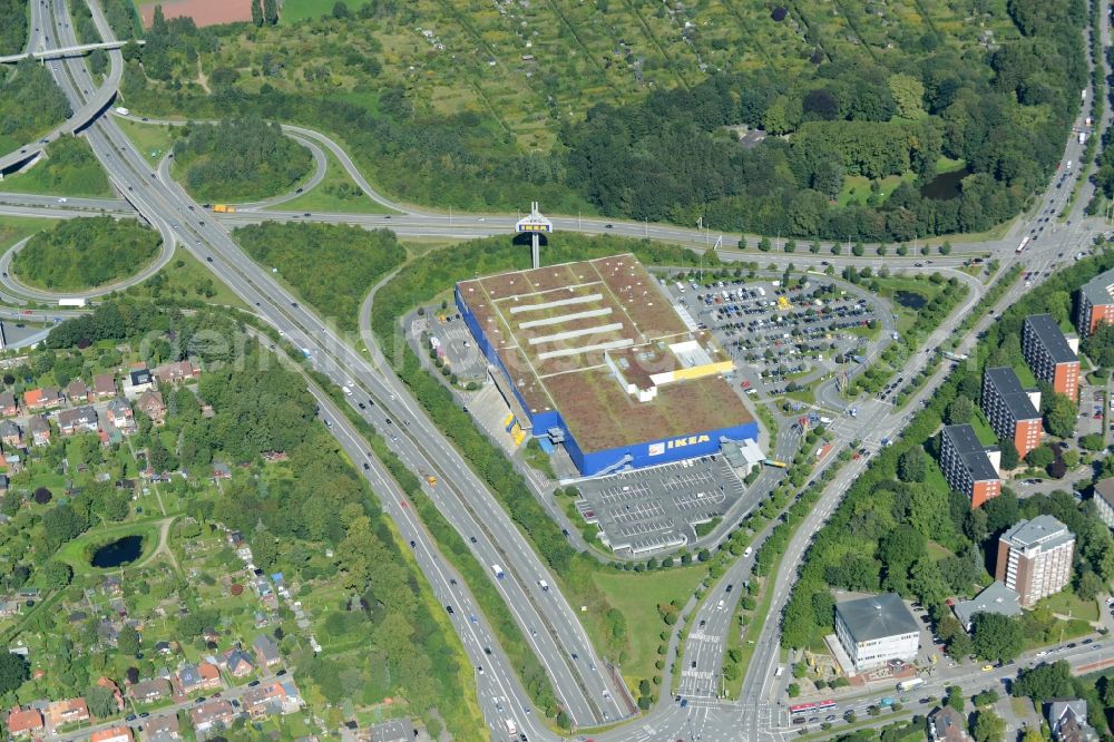 Kiel from above - Building of the store - furniture IKEA market in Kiel in the state Schleswig-Holstein