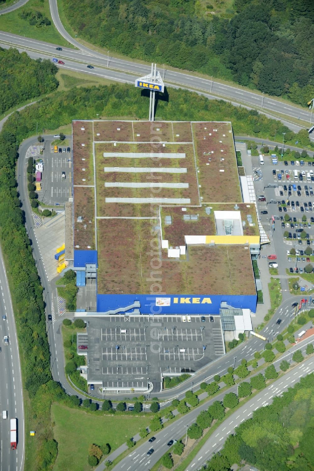 Kiel from the bird's eye view: Building of the store - furniture IKEA market in Kiel in the state Schleswig-Holstein