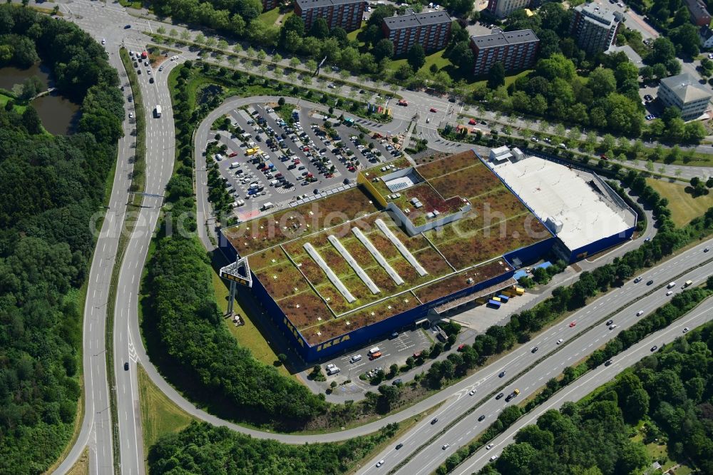 Aerial photograph Kiel - Building of the store - furniture market IKEA in Kiel in the state Schleswig-Holstein, Germany