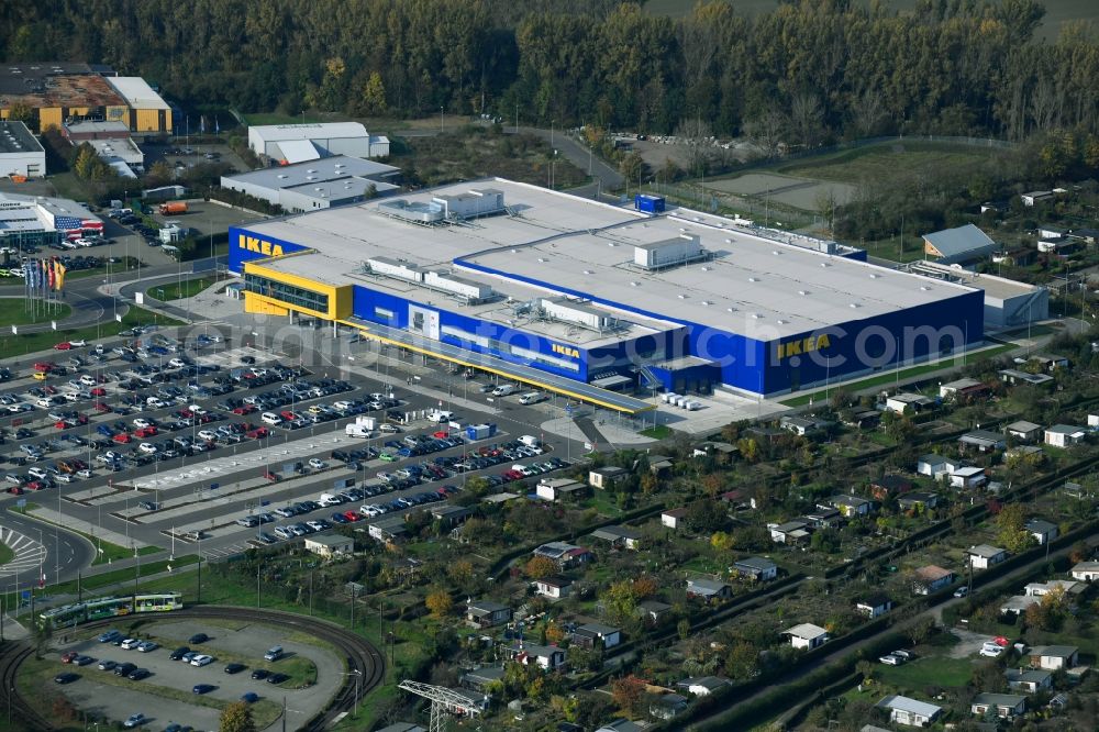 Aerial image Magdeburg - Building of the store - furniture market IKEA Magdeburg on Ebendorfer Chaussee in the district Kannenstieg in Magdeburg in the state Saxony-Anhalt, Germany