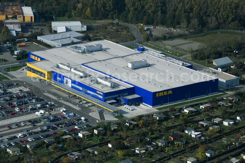 Aerial photograph Magdeburg - Building of the store - furniture market IKEA Magdeburg on Ebendorfer Chaussee in the district Kannenstieg in Magdeburg in the state Saxony-Anhalt, Germany