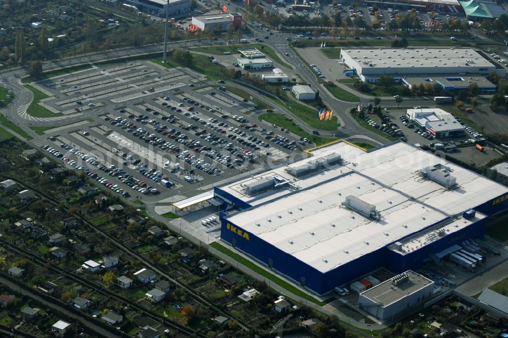 Aerial image Magdeburg - Building of the store - furniture market IKEA Magdeburg on Ebendorfer Chaussee in the district Kannenstieg in Magdeburg in the state Saxony-Anhalt, Germany