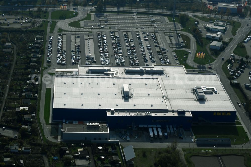 Aerial photograph Magdeburg - Building of the store - furniture market IKEA Magdeburg on Ebendorfer Chaussee in the district Kannenstieg in Magdeburg in the state Saxony-Anhalt, Germany