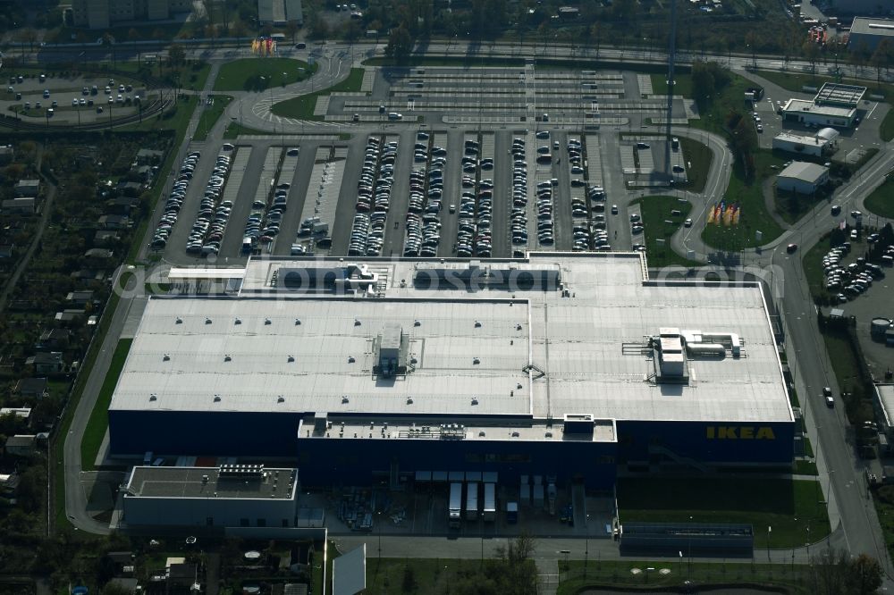 Magdeburg from above - Building of the store - furniture market IKEA Magdeburg on Ebendorfer Chaussee in the district Kannenstieg in Magdeburg in the state Saxony-Anhalt, Germany