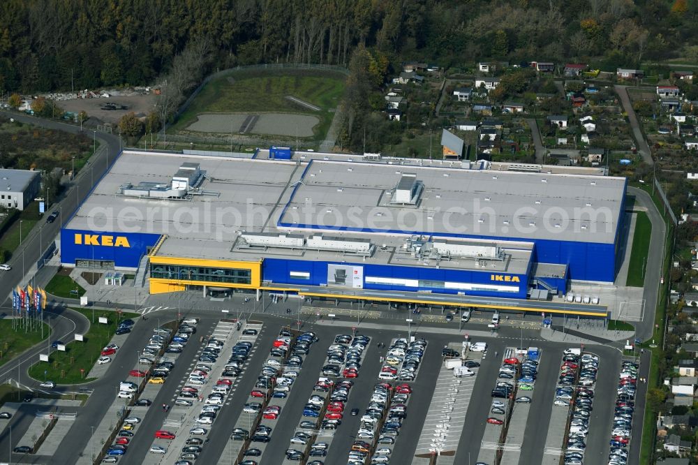 Aerial photograph Magdeburg - Building of the store - furniture market IKEA Magdeburg on Ebendorfer Chaussee in the district Kannenstieg in Magdeburg in the state Saxony-Anhalt, Germany