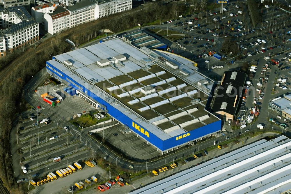 Berlin from the bird's eye view: Building of the store - furniture market IKEA Moebel & Einrichtungshaus Berlin-Tempelhof on Sachsendonm in the district Tempelhof in Berlin, Germany