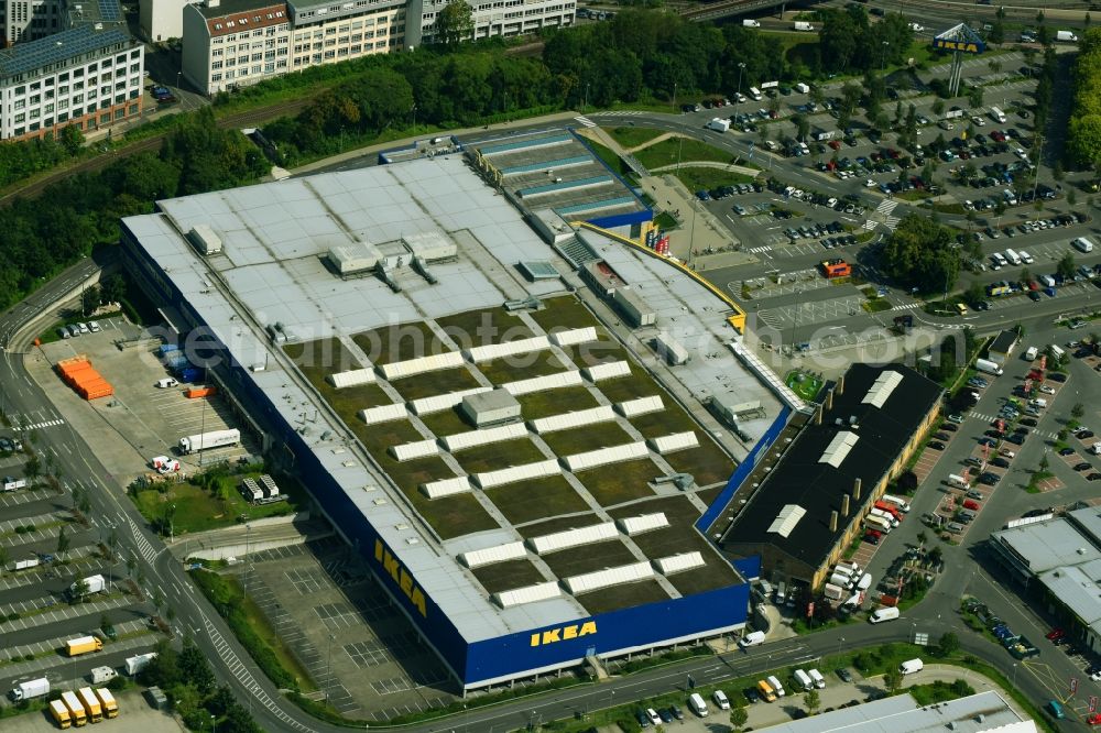 Berlin from the bird's eye view: Building of the store - furniture market IKEA Moebel & Einrichtungshaus Berlin-Tempelhof on Sachsendonm in the district Tempelhof-Schoeneberg in Berlin, Germany