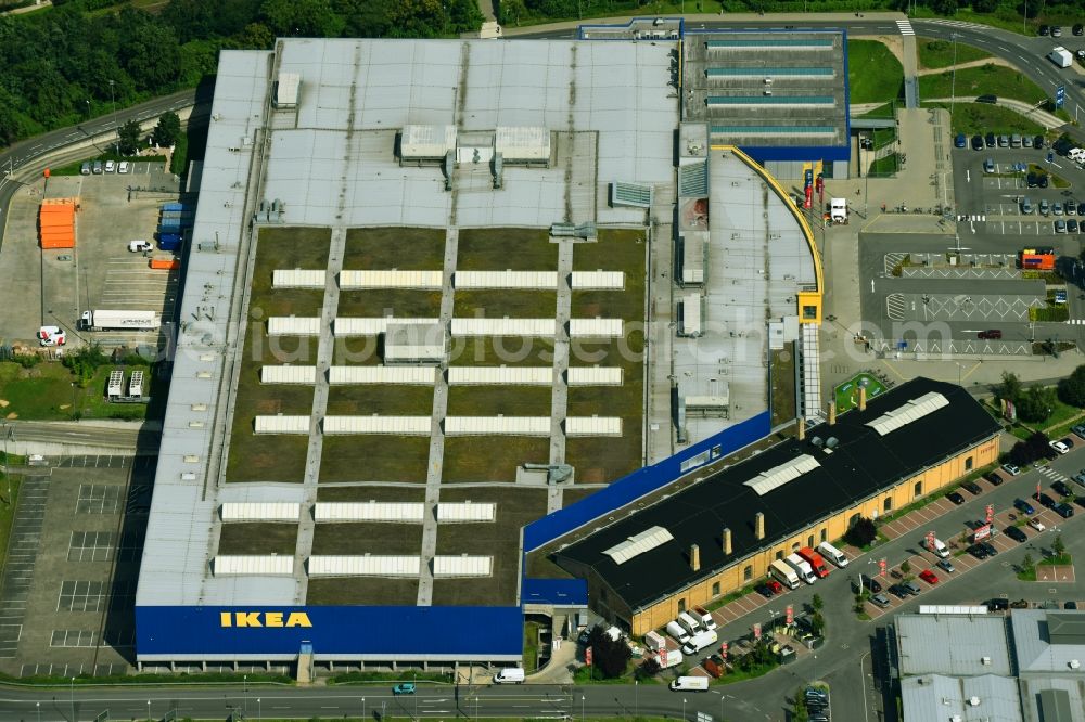 Aerial photograph Berlin - Building of the store - furniture market IKEA Moebel & Einrichtungshaus Berlin-Tempelhof on Sachsendonm in the district Tempelhof-Schoeneberg in Berlin, Germany