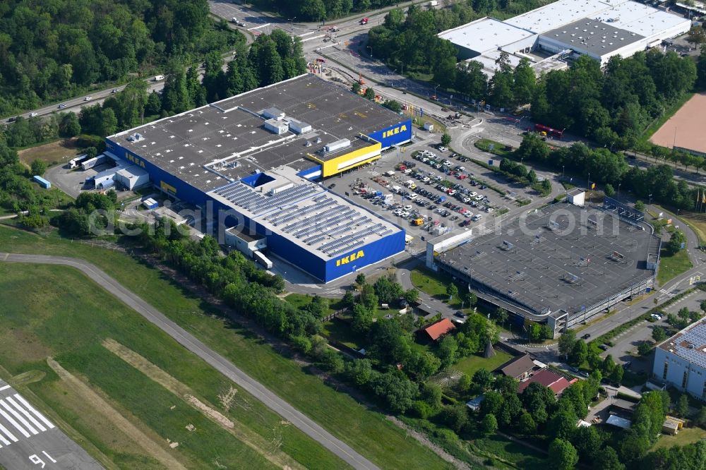 Aerial photograph Freiburg im Breisgau - Building of the store - furniture market IKEA Moebel & Einrichtungshaus Freiburg on Hermann-Mitsch-Strasse in Freiburg im Breisgau in the state Baden-Wuerttemberg, Germany