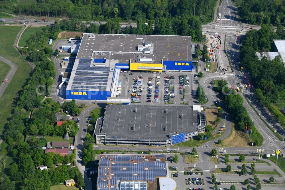 Aerial photograph Freiburg im Breisgau - Building of the store - furniture market IKEA Moebel & Einrichtungshaus Freiburg on Hermann-Mitsch-Strasse in Freiburg im Breisgau in the state Baden-Wuerttemberg, Germany