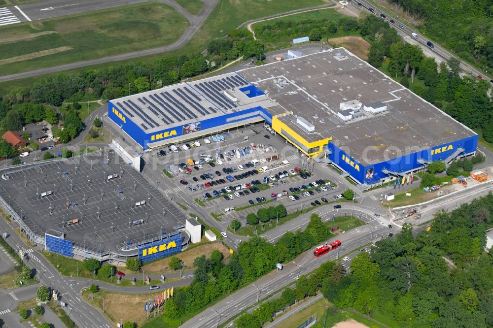 Aerial photograph Freiburg im Breisgau - Building of the store - furniture market IKEA Moebel & Einrichtungshaus Freiburg on Hermann-Mitsch-Strasse in Freiburg im Breisgau in the state Baden-Wuerttemberg, Germany